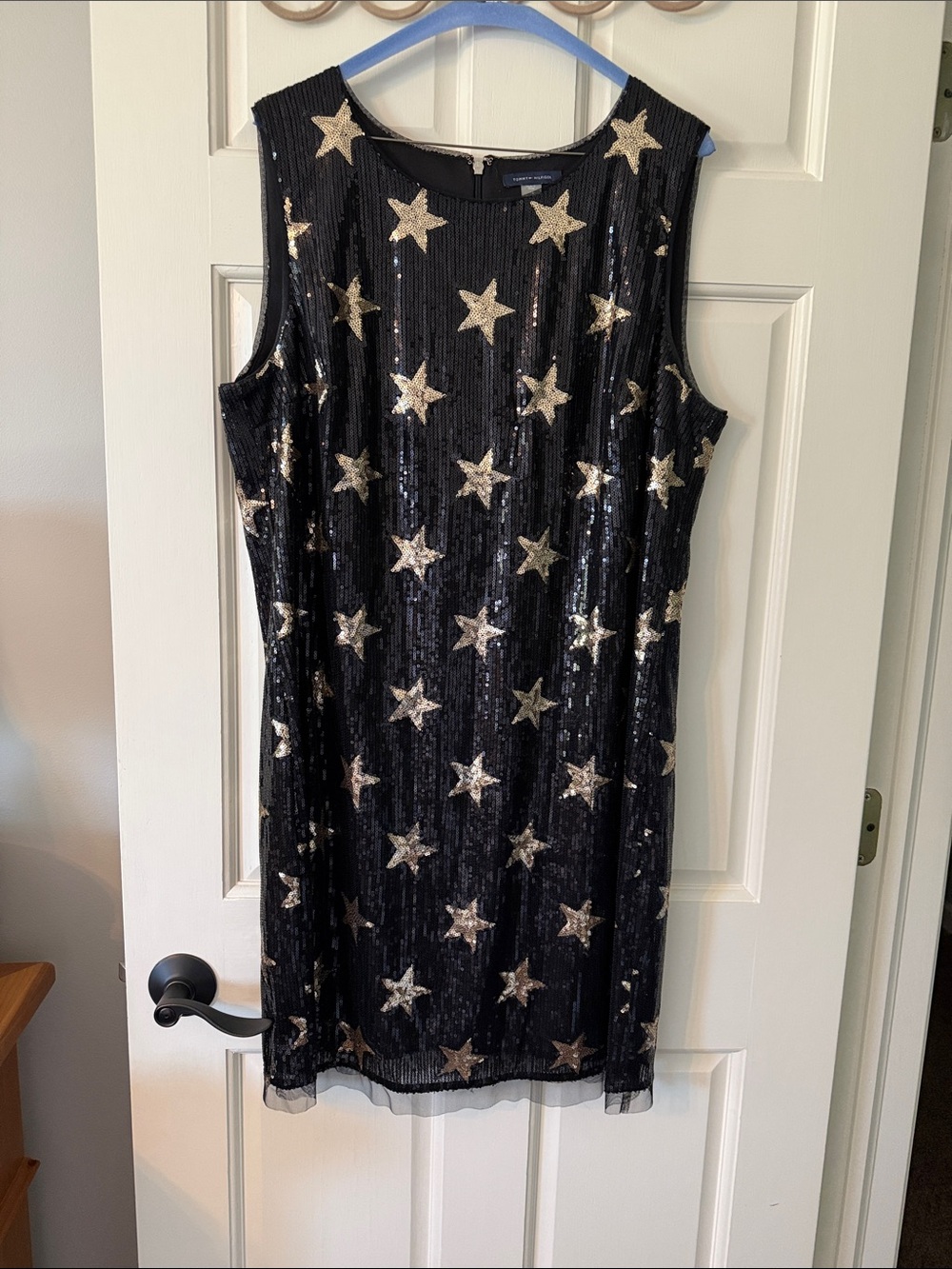 Tommy Hilfiger Black Sequin Star Sleeveless Dress